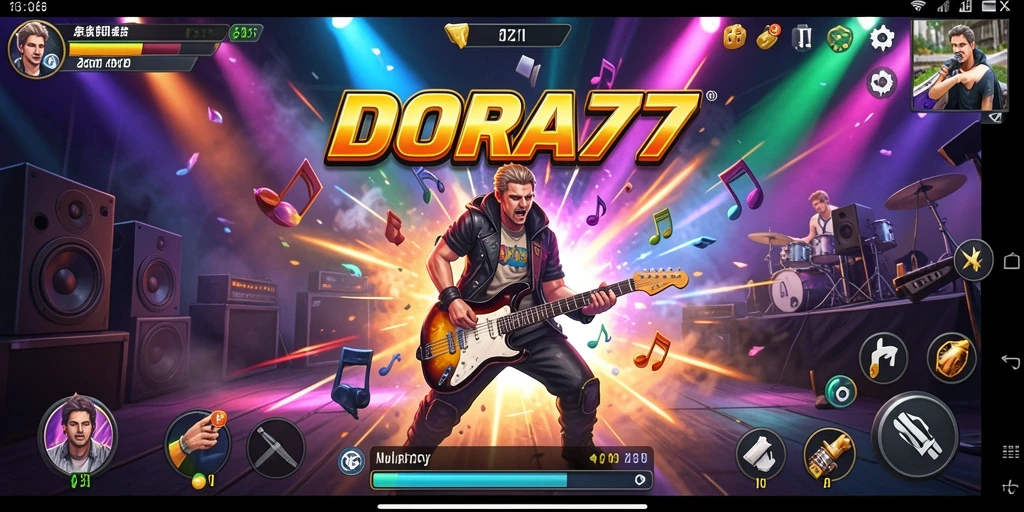 Screenshot menunjukkan gameplay DORA77 yang menarik dan penuh energi.