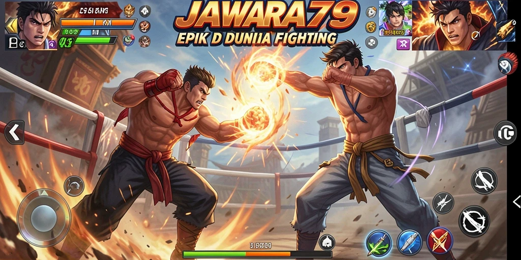 Screenshot menunjukkan aksi pertarungan intens di JAWARA79.