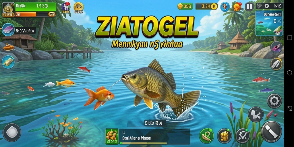 Tampilan gameplay ZIATOGEL yang menarik saat memancing.